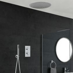 Kit de Douche Thermostatique Encastrable Pommeau Plafond Ø 40cm & Douchette Design Rond