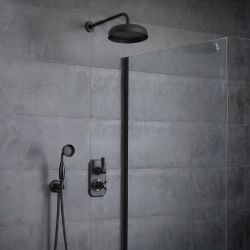 Kit de douche thermostatique avec inverseur, pommeau et kit douchette rétro – Double fonctions – Noir - Elizabeth