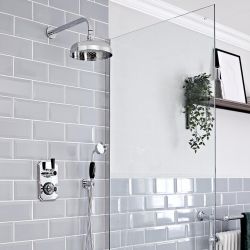 Hudson Reed Elizabeth - Mitigeur de douche thermostatique rétro encastré à 2 fonctions avec inverseur - Chromé et noir