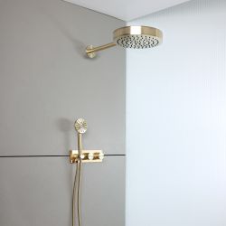 Mitigeur de douche thermostatique avec pommeau et douchette - Choix de finitions – Avec inverseur - 2 fonctions - Lune
