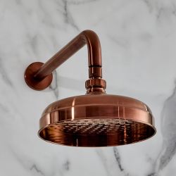Pommeau de douche rétro – 20,5 cm – Avec bras mural – Cuivre satiné – Elizabeth