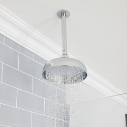 Pommeau de douche Ø 20 cm avec bras plafonnier – Chromé - Elizabeth