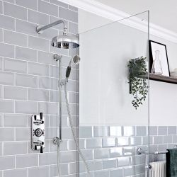 Kit de douche thermostatique rétro – Chromé et noir – Choix de fonctions - Elizabeth