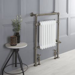 Sèche-serviettes mixte rétro – Laiton brossé foncé – 93 cm x 62 cm – Choix de thermostat Wi-Fi et de cache-câble - Elizabeth