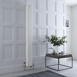 Radiateur mixte vertical style fonte – Blanc – 180 cm x 20 cm – Triple rangs – Choix de robinets et de thermostat Wi-Fi - Windsor