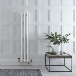 Radiateur vertical style fonte mixte – Blanc – 150 cm x 29 cm – Double rangs – Choix de robinets et de thermostat Wi-Fi – Windsor