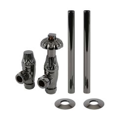 Robinet de radiateur d’angle thermostatique ancien – Avec kit de tuyauterie – Choix de finitions – Windsor