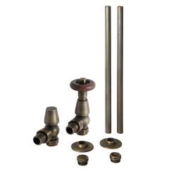 Robinet de radiateur d’angle thermostatique rétro – Avec kit de tuyauterie – Choix de finitions – Windsor