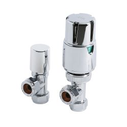 Robinet thermostatique de radiateur d'angle - Chrome