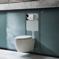 Pack WC suspendu sans bride - Avec bâti-support haut - Choix de plaque de déclenchement chasse d'eau - Kenton