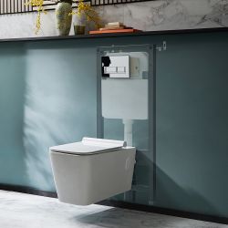 Pack WC suspendu - Avec bâti-support haut - Choix de plaque de déclenchement chasse d'eau - Sandford