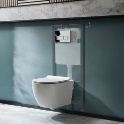Pack WC suspendu sans bride - Avec bâti-support haut - Choix de plaque de déclenchement chasse d'eau - Otterton