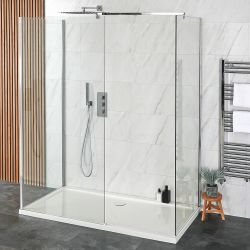 Douche italienne à 3 parois – Chromé – Receveur de douche – Choix de tailles – Portland