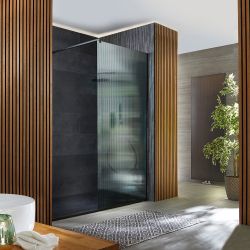 Douche italienne cannelée avec receveur à effet texturé – Noir – Choix de tailles – Florence