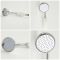 Kit de douche thermostatique exposé 2 fonctions – Pommeau Ø 20 cm – Douchette sur rampe – Chromé et blanc - Elizabeth