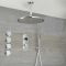 Douche Digitale Thermostatique 3 Fonctions - Pommeau Douche Plafond Ø 30cm sur Bras 20 cm - Douchette & 4 Jets Hydromassants - Narus
