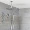 Douche Digitale Thermostatique 3 Fonctions - Pommeau Douche Plafond Ø 30cm sur Bras 20 cm - Douchette & 4 Jets Hydromassants - Narus