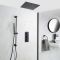 Kit de douche thermostatique avec mitigeur, pommeau de douche encastré et kit douchette sur rampe – Noir - Nox