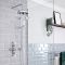 Kit de douche thermostatique exposé 2 fonctions – Pommeau Ø 20 cm – Douchette sur rampe – Chromé et blanc - Elizabeth