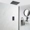 Mitigeur douche noir double encastré et pommeau de douche carré encastré 40 cm – Nox