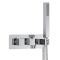 Mitigeur thermostatique avec pommeau de douche plafonnier carré et douchette – Chromé - Kubix