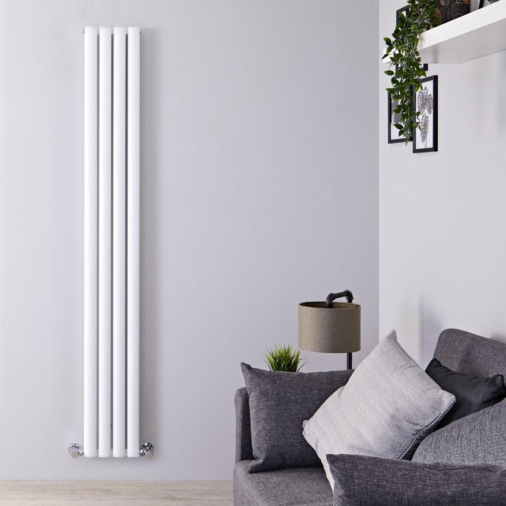 Hudson Reed Vitality - Radiateur design en aluminium vertical – Blanc – 180 cm x 23 cm – Double rang