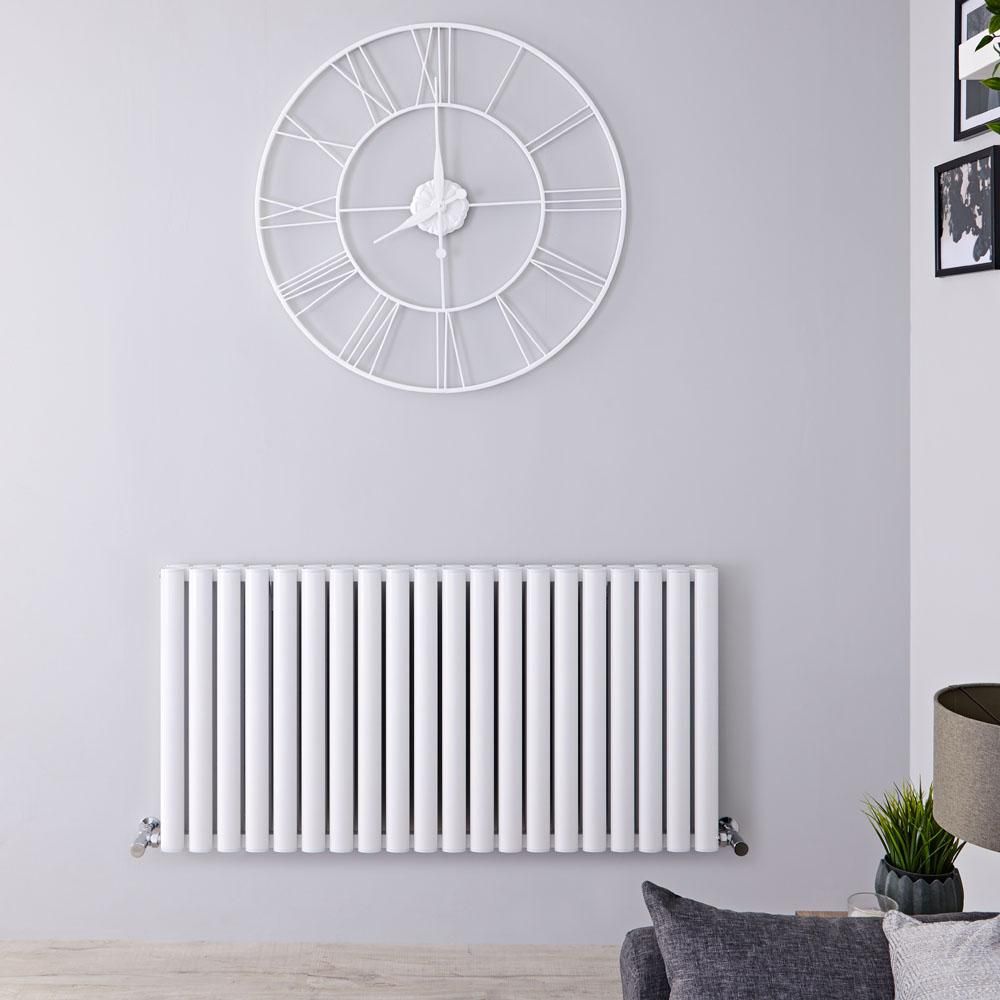 Radiateur design horizontal - 60 cm x 119 cm - Blanc - Aluminium - Double rang - Vitality Air
