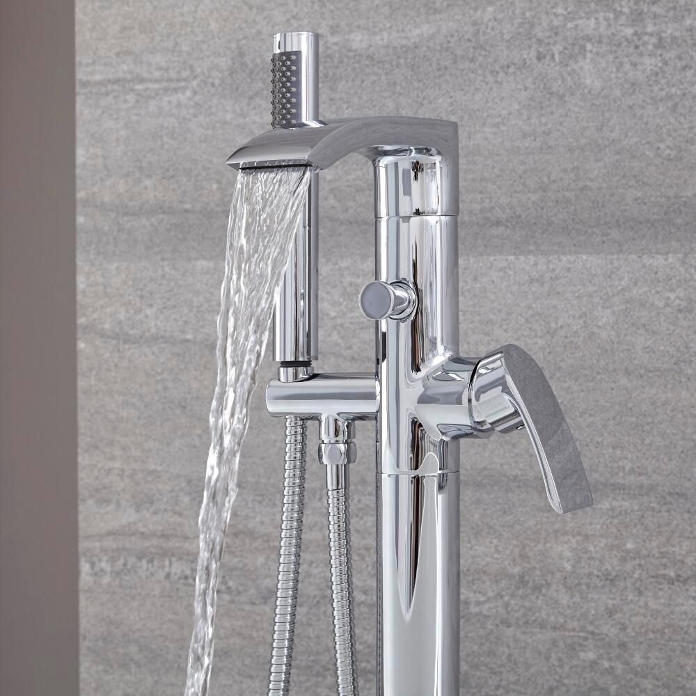 Mitigeur bain douche îlot moderne – Avec douchette – Chromé – Razor