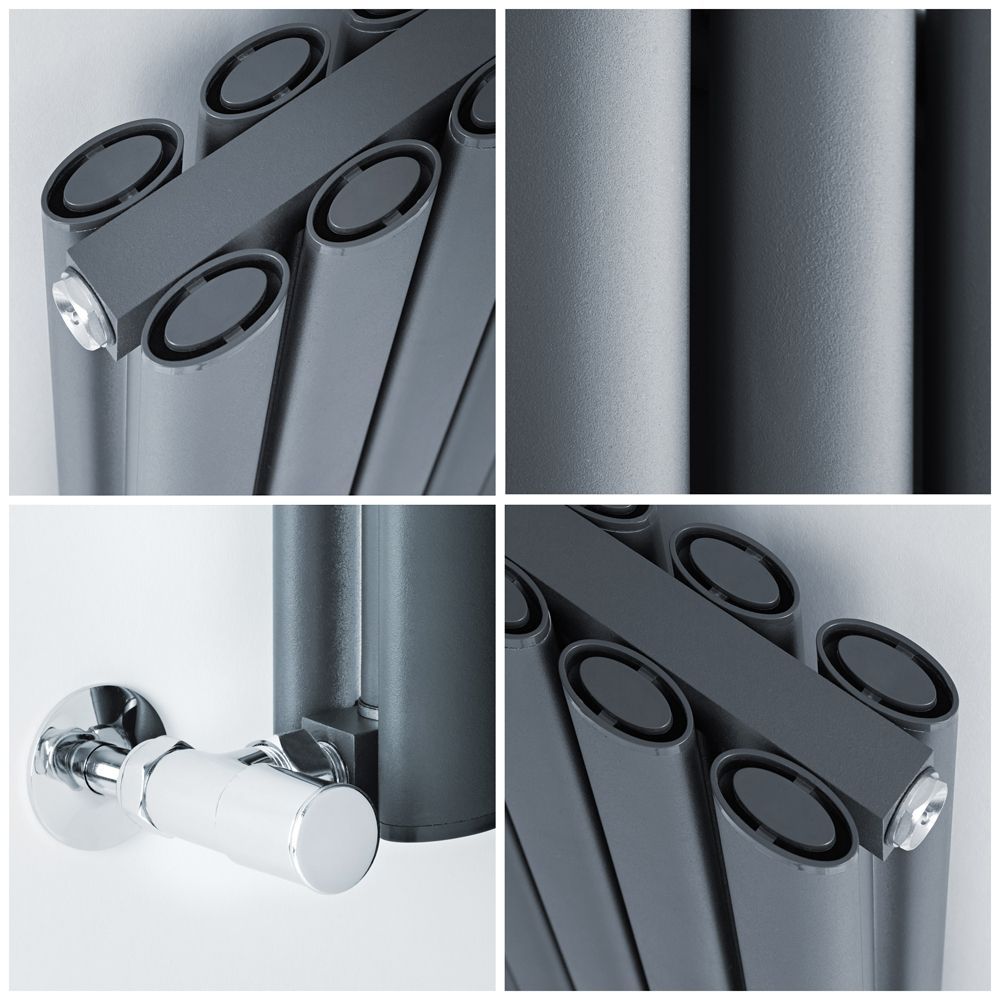 Hudson Reed Vitality - Radiateur design en aluminium vertical – Anthracite – Choix de largeur – Double rang