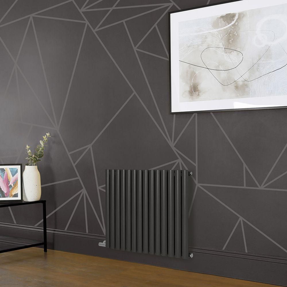 Radiateur électrique design horizontal - Gris (Carbon Grey) - Choix de largeur, thermostat et cache-câble - Vitality