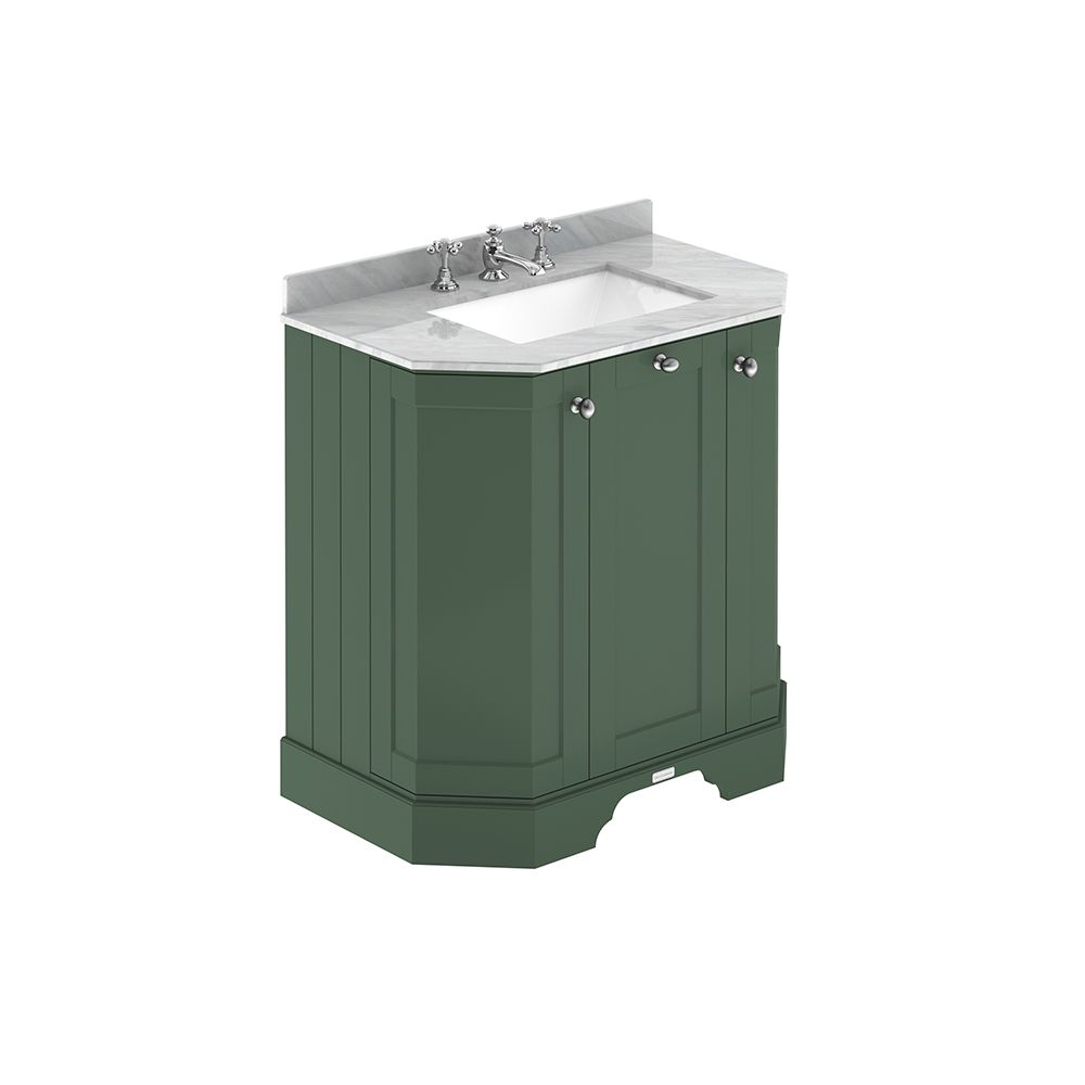 Meuble de salle de bain rétro – Avec plan de travail en marbre gris – 77 cm – Choix de finitions et de vasques – Old London