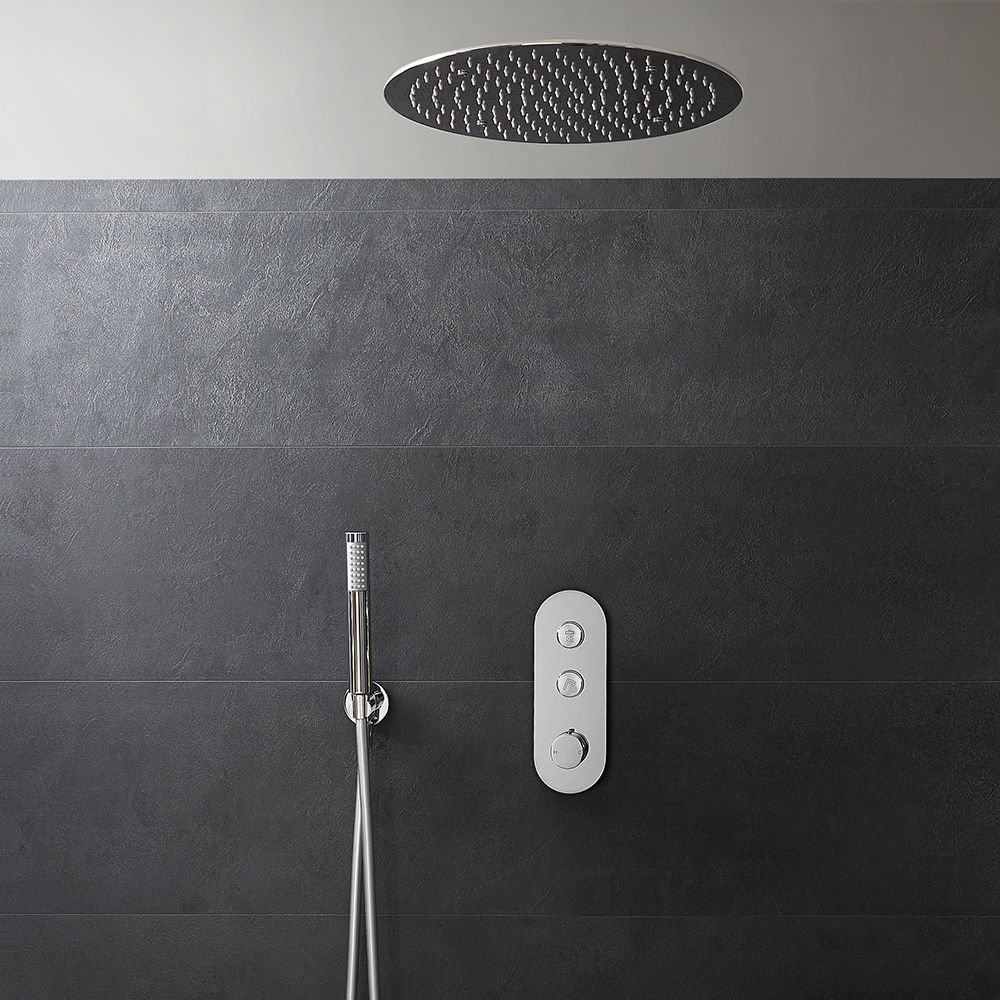 Douche thermostatique à boutons poussoir – Avec pommeau encastrable – 2 fonctions – Chromé – Choix de douchette – Idro