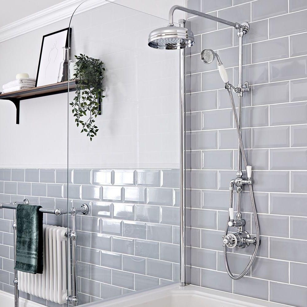 Hudson Reed Elizabeth - Colonne de douche thermostatique exposé - Double fonctions - Chromé et blanc 