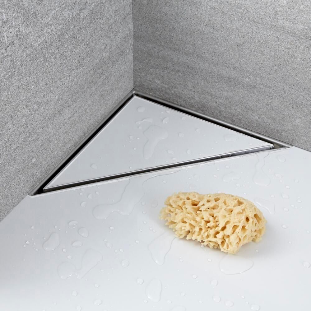 Caniveau de douche d’angle à carreler – Acier inoxydable – 25 cm