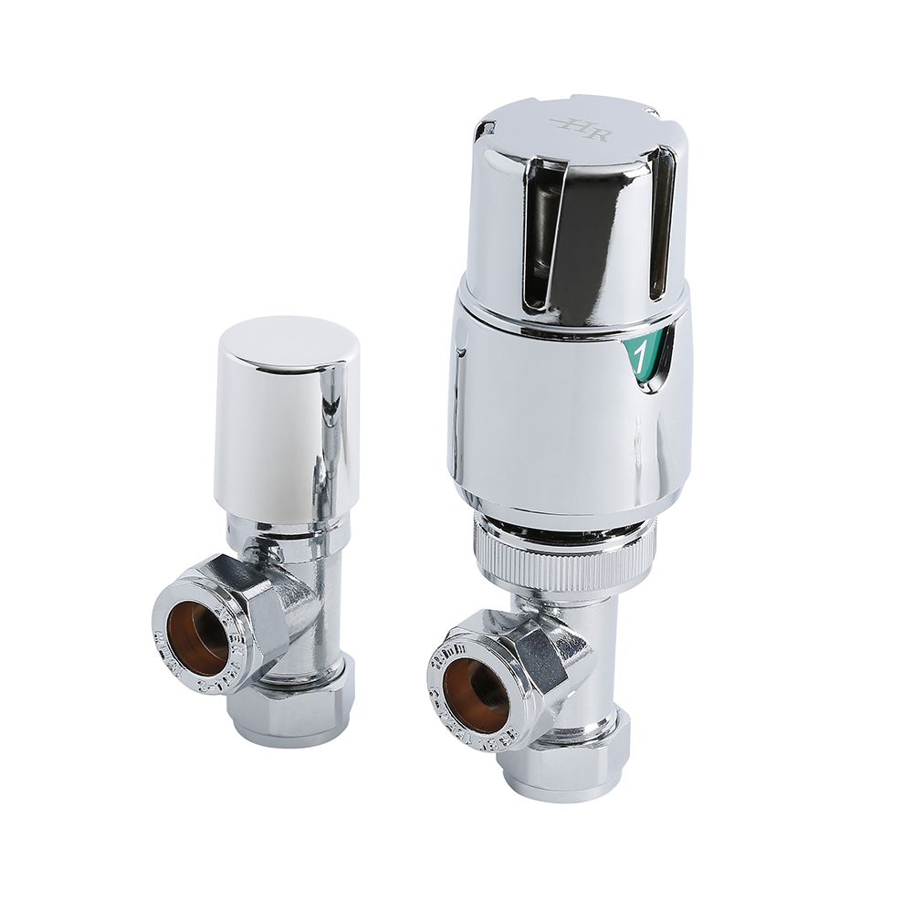 Robinet thermostatique de radiateur d'angle - Chrome