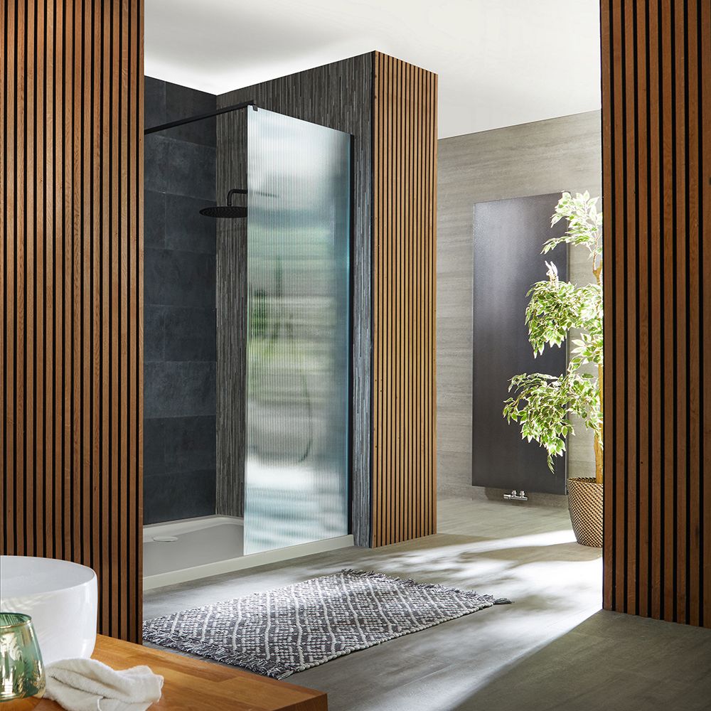 Douche italienne cannelée avec receveur – Noir – Choix de tailles – Florence