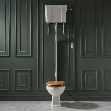 WC rétro avec réservoir haut - Choix d'abattant et de kit pour chasse d'eau - Richmond