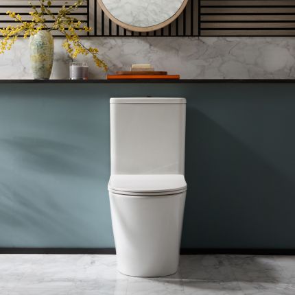 Pack WC à poser – Avec abattant à fermeture douce – Choix de finitions du bouton de chasse d'eau – Colby