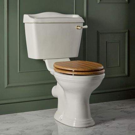 Hudson Reed Ryther - Pack WC rétro avec réservoir et abattant cannelé - Choix de Finition et d'Abattant