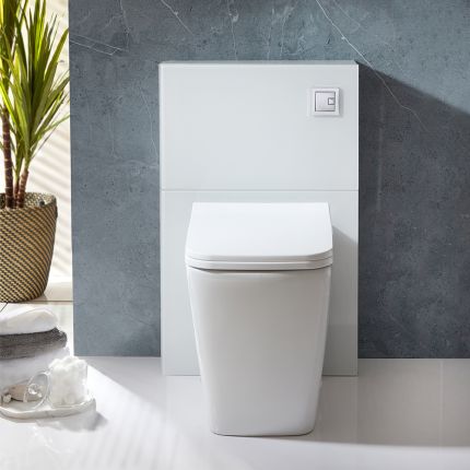 Kit WC à poser – Avec cuvette et abattant à fermeture douce – 50 cm – Blanc – Saru