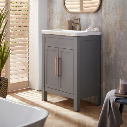 Meuble salle de bains - Avec lavabo – 60 cm – Choix de finitions et poignées – Warwick