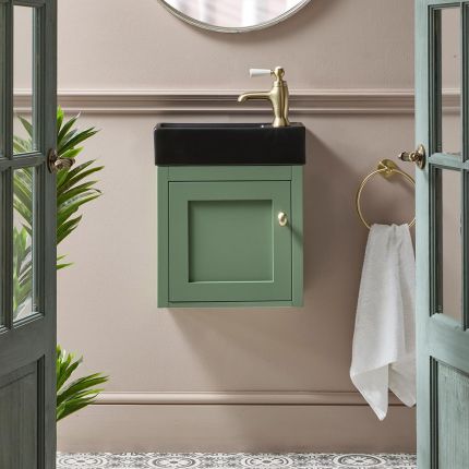 Meuble lave-mains suspendu – 40 cm – Avec lavabo – Choix de poignées et de finitions – Thornton