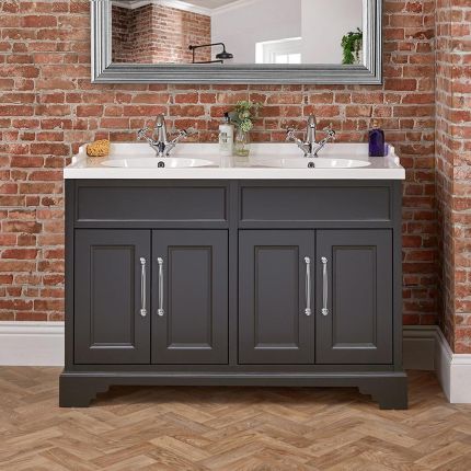 Meuble de salle de bain – 121 cm – Avec double vasque – Choix de poignées et de finitions – Thornton