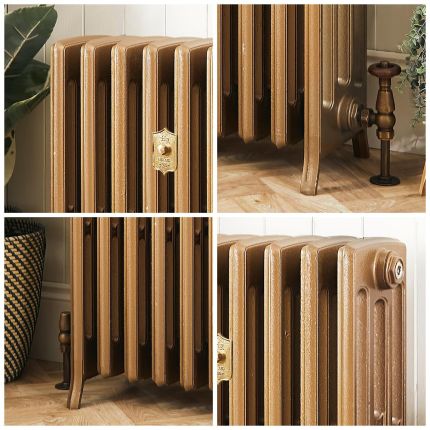 Radiateur fonte - H 76 cm - 4 rangs de colonnes – Or baroque – Choix de tailles - Isabel