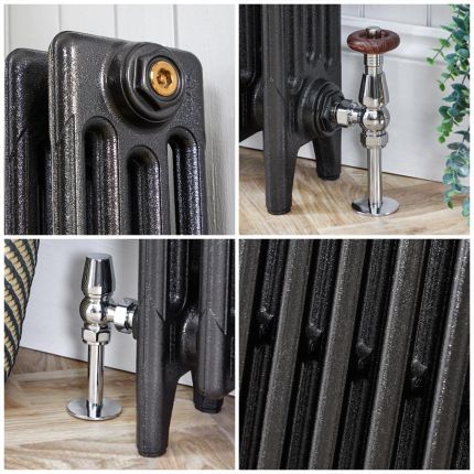 Radiateur en fonte à 4 rangs – Hauteur de 46 cm – Graphite ancien – Choix de tailles – Mercury