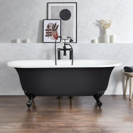 Baignoire îlot rétro à bord roulé – 173 cm x 78 cm – Choix de couleurs et de finition des pieds – Richmond