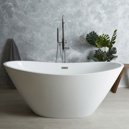 Baignoire îlot en sabot - Ovale - Choix de la taille et de la finition du trop-plein - Ashbury