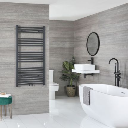 Sèche-serviettes électrique – Anthracite – Choix de tailles et élément chauffant  – Neva – ECOSO par Hudson Reed