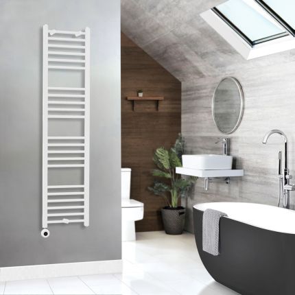 Sèche-serviettes électrique plat – Noir – 180 cm x 40 cm - Avec élément simple sur prise - Kent – ECOSO par Hudson Reed