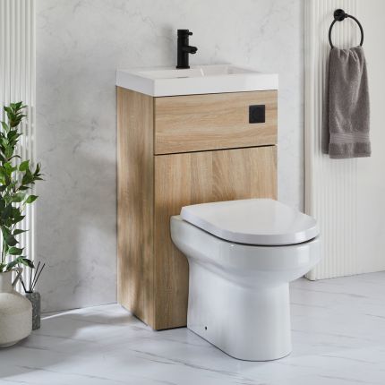 WC avec lave mains - 50 cm x 89 cm - Choix de finitions et commande de chasse d'eau - Cluo-Covelly